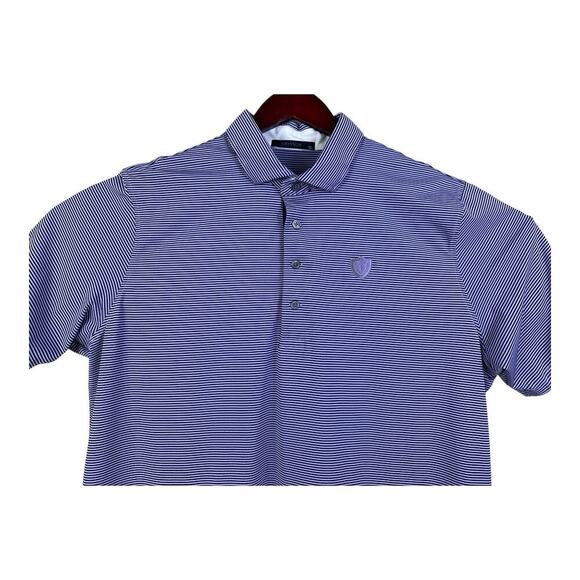 Greyson Saranac Polo Shirt Men XL Striped Golf Athletic Purple Performance - Picture 3 of 12